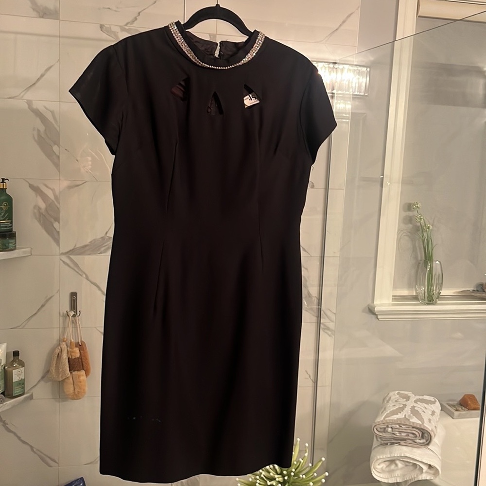 Vintage 💎1960 glamorous💎 fitted bombshell 💎dress 💎size 6 black rhinestones💎